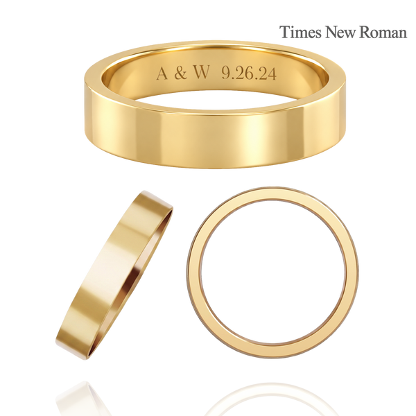 14K Yellow Gold Flat Wedding Bands with Optional Engraving  (4.0 mm)