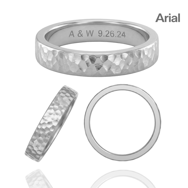 14K White Gold Flat Wedding Bands with Optional Engraving  (4.0 mm)