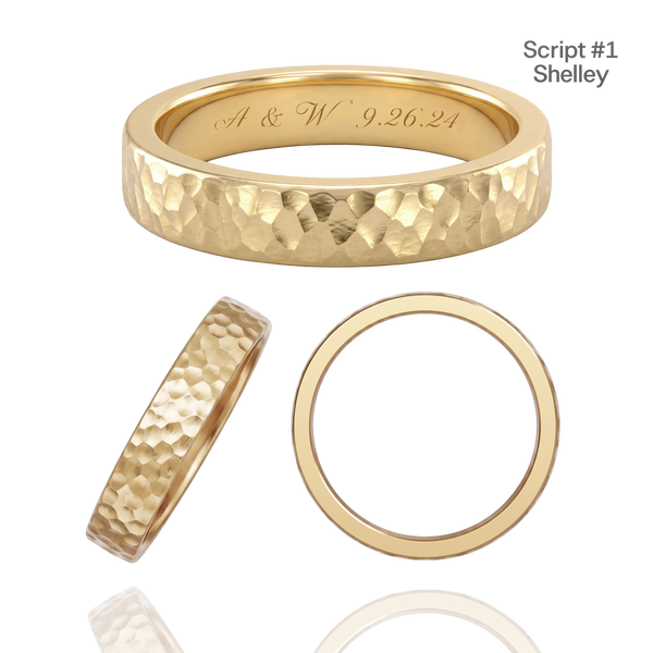 14K Yellow Gold Flat Wedding Bands with Optional Engraving  (4.0 mm)