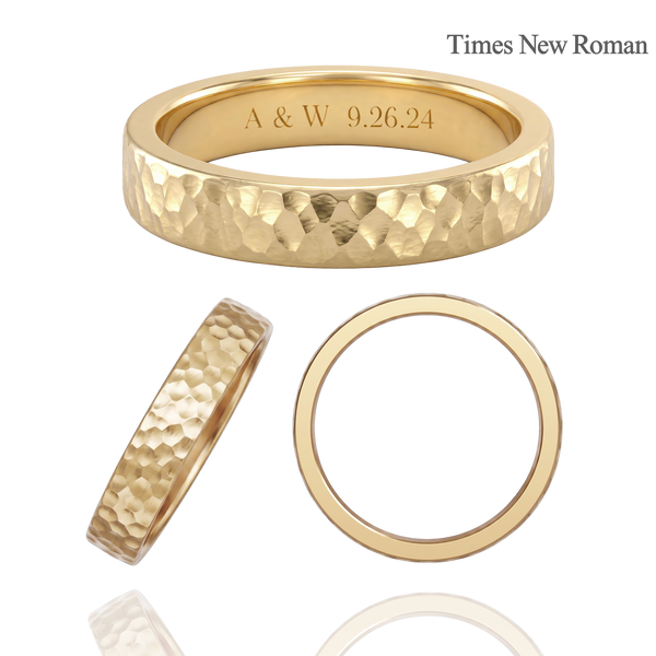 14K Yellow Gold Flat Wedding Bands with Optional Engraving  (4.0 mm)