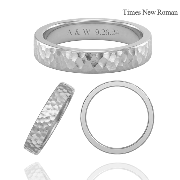 14K White Gold Flat Wedding Bands with Optional Engraving  (4.0 mm)