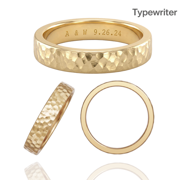 14K Yellow Gold Flat Wedding Bands with Optional Engraving  (4.0 mm)