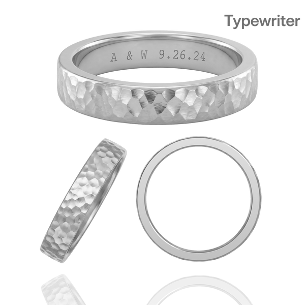 14K White Gold Flat Wedding Bands with Optional Engraving  (4.0 mm)