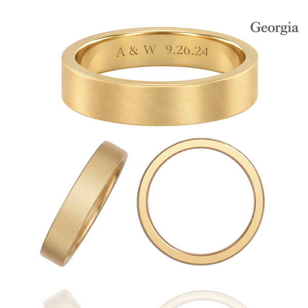 14K Yellow Gold Flat Wedding Bands with Optional Engraving  (4.0 mm)