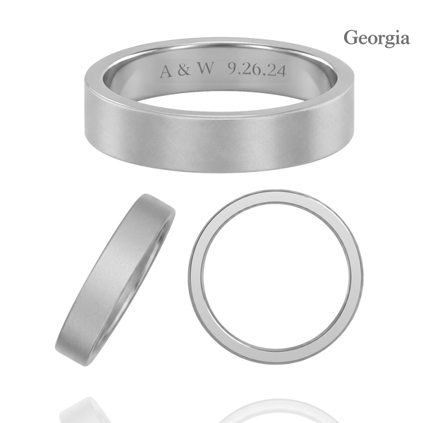Sterling Silver Flat Wedding Bands with Optional Engraving  (4.0 mm)