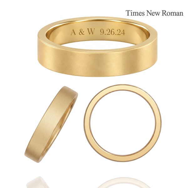 14K Yellow Gold Flat Wedding Bands with Optional Engraving  (4.0 mm)
