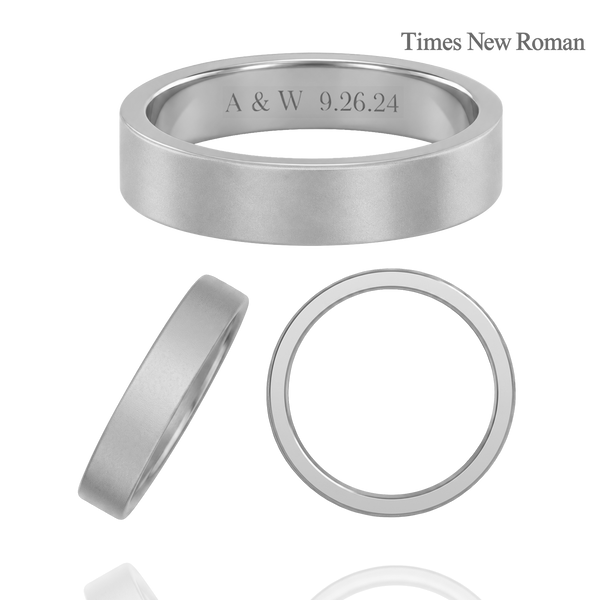 14K White Gold Flat Wedding Bands with Optional Engraving  (4.0 mm)