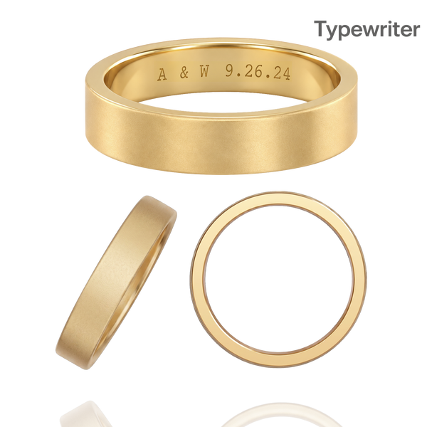 14K Yellow Gold Flat Wedding Bands with Optional Engraving  (4.0 mm)