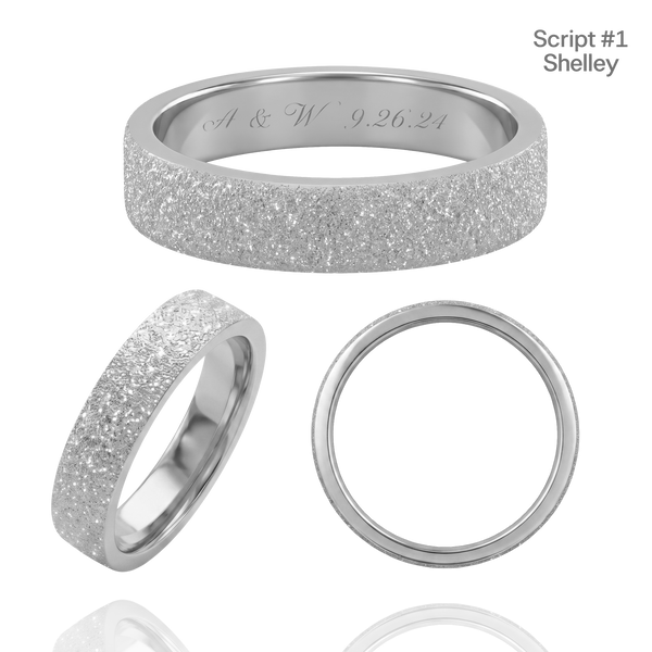 14K White Gold Flat Wedding Bands with Optional Engraving  (4.0 mm)