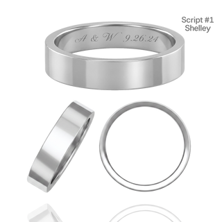 Sterling Silver Flat Wedding Bands with Optional Engraving  (5.0 mm)