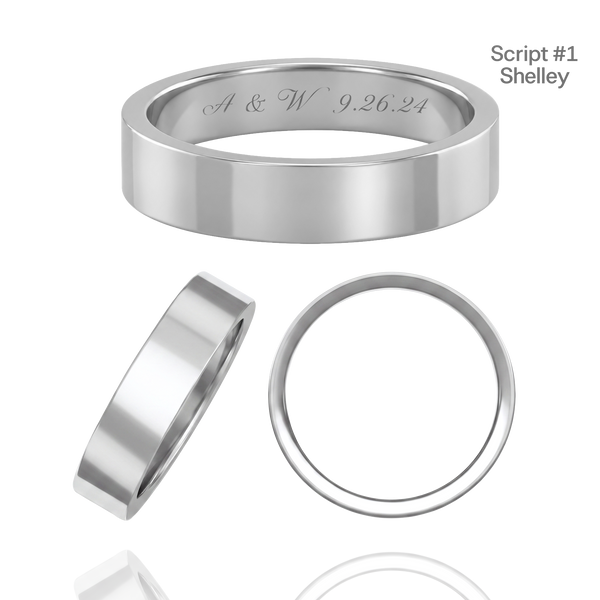 Sterling Silver Flat Wedding Bands with Optional Engraving  (5.0 mm)