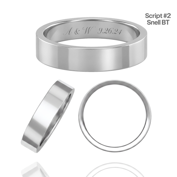Sterling Silver Flat Wedding Bands with Optional Engraving  (5.0 mm)