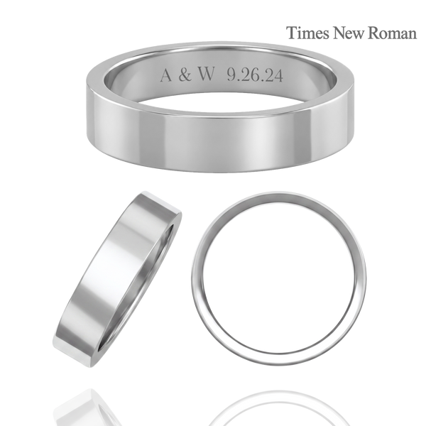 Sterling Silver Flat Wedding Bands with Optional Engraving  (5.0 mm)