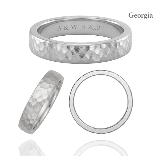 Sterling Silver Flat Wedding Bands with Optional Engraving  (5.0 mm)