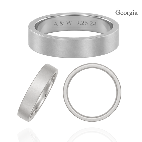 Sterling Silver Flat Wedding Bands with Optional Engraving  (5.0 mm)