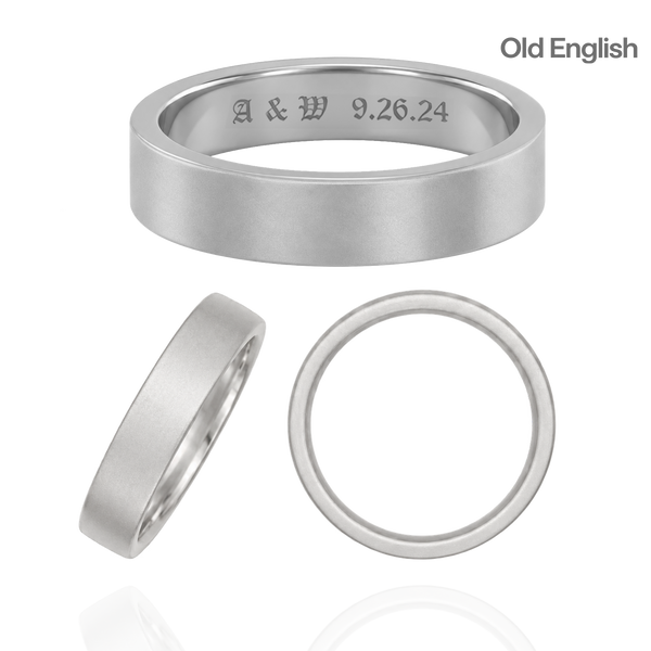 Sterling Silver Flat Wedding Bands with Optional Engraving  (5.0 mm)