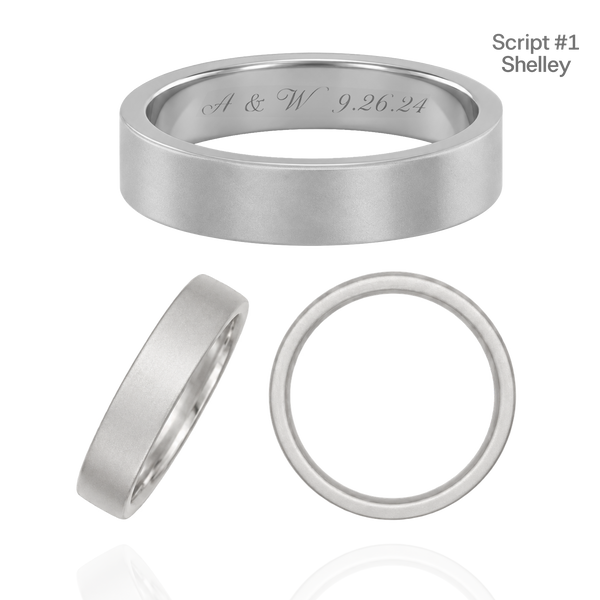 Sterling Silver Flat Wedding Bands with Optional Engraving  (5.0 mm)