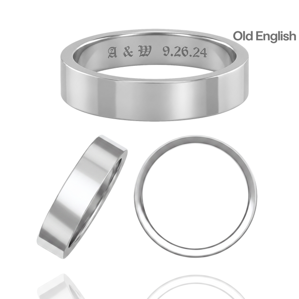 Sterling Silver Flat Wedding Bands with Optional Engraving  (5.0 mm)