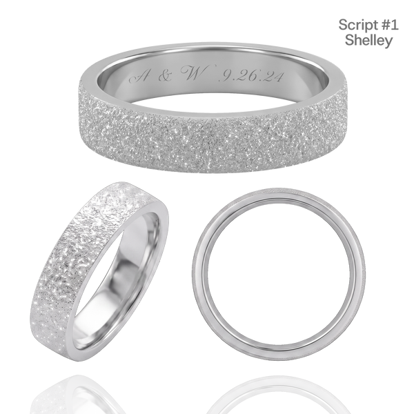 Sterling Silver Flat Wedding Bands with Optional Engraving  (5.0 mm)