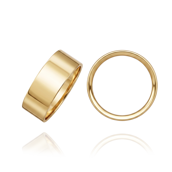 14K Yellow Gold Flat Wedding Bands (2.0 mm - 6.0 mm)