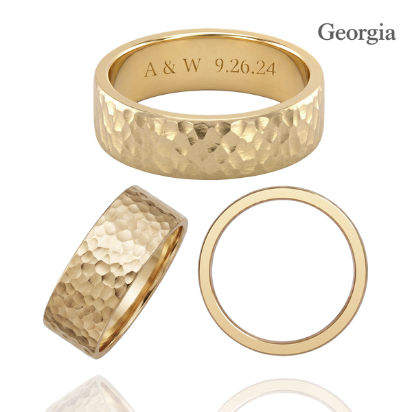 14K Yellow Gold Flat Wedding Bands with Optional Engraving  (6.0 mm)