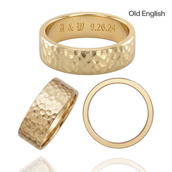14K Yellow Gold Flat Wedding Bands with Optional Engraving  (6.0 mm)