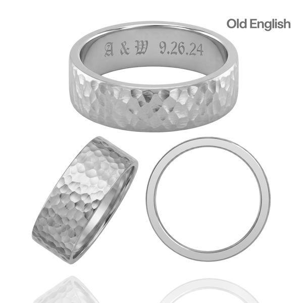 14K White Gold Flat Wedding Bands with Optional Engraving  (6.0 mm)