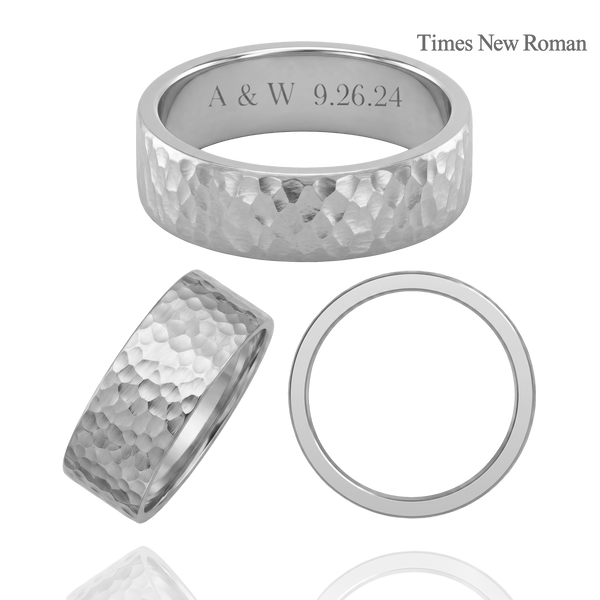 14K White Gold Flat Wedding Bands with Optional Engraving  (6.0 mm)