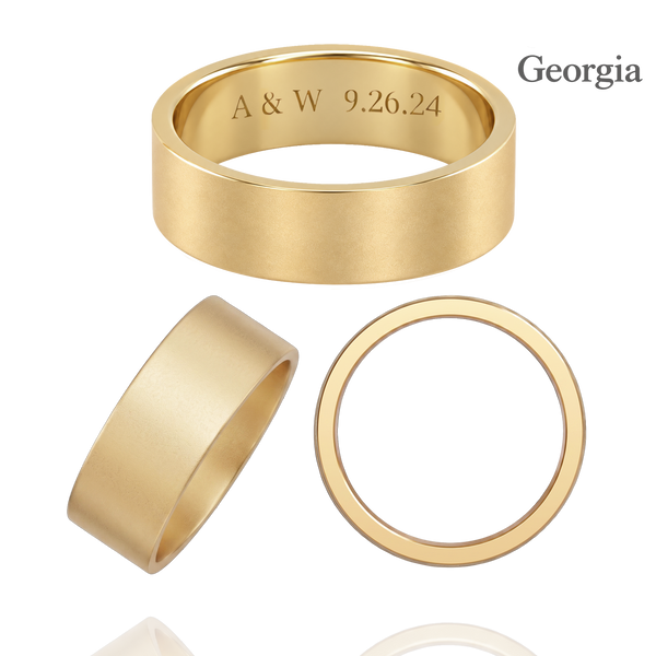 14K Yellow Gold Flat Wedding Bands with Optional Engraving  (6.0 mm)