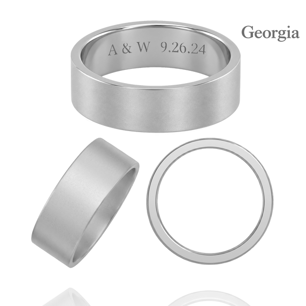 14K White Gold Flat Wedding Bands with Optional Engraving  (6.0 mm)