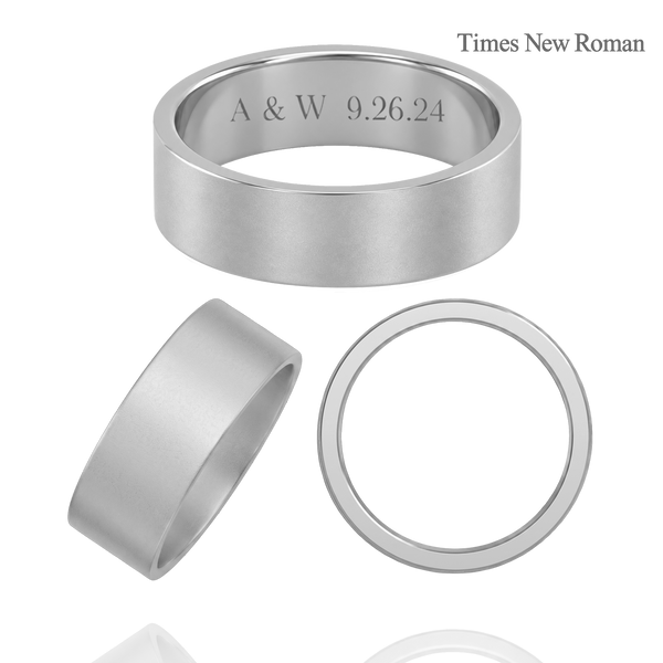 14K White Gold Flat Wedding Bands with Optional Engraving  (6.0 mm)