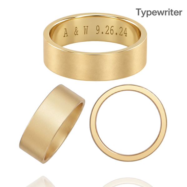 14K Yellow Gold Flat Wedding Bands with Optional Engraving  (6.0 mm)