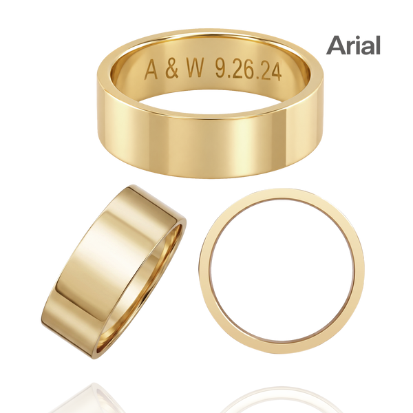 14K Yellow Gold Flat Wedding Bands with Optional Engraving  (6.0 mm)