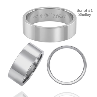 Sterling Silver Flat Wedding Bands with Optional Engraving  (8.0 mm)