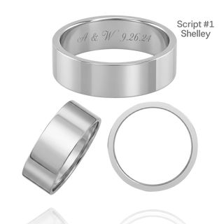 Sterling Silver Flat Wedding Bands with Optional Engraving  (6.0 mm)