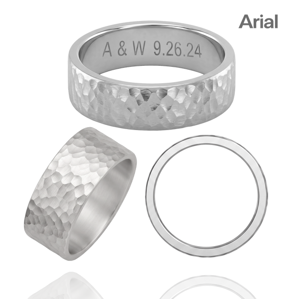 Sterling Silver Flat Wedding Bands with Optional Engraving  (8.0 mm)