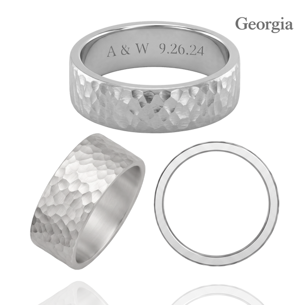 Sterling Silver Flat Wedding Bands with Optional Engraving  (8.0 mm)
