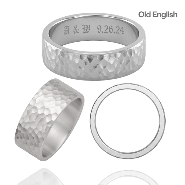 Sterling Silver Flat Wedding Bands with Optional Engraving  (8.0 mm)