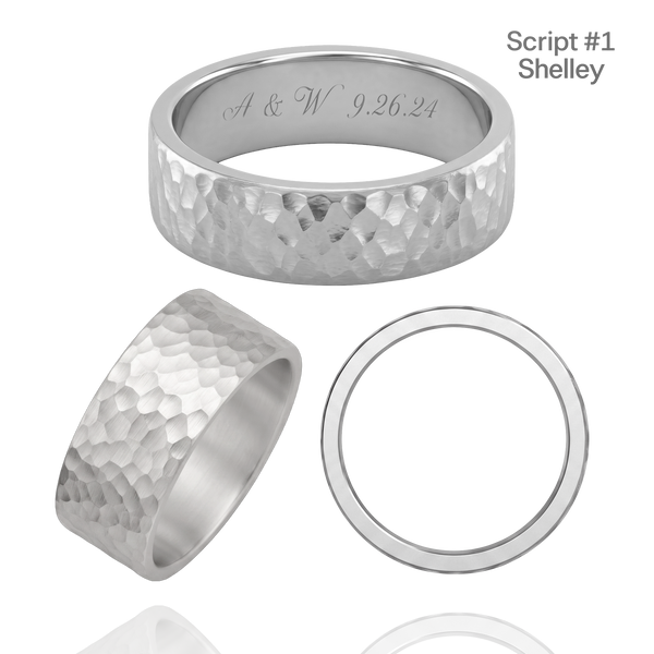 Sterling Silver Flat Wedding Bands with Optional Engraving  (8.0 mm)