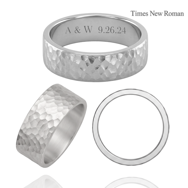 Sterling Silver Flat Wedding Bands with Optional Engraving  (8.0 mm)