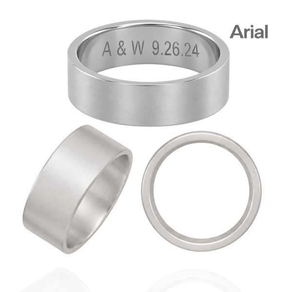Sterling Silver Flat Wedding Bands with Optional Engraving  (8.0 mm)