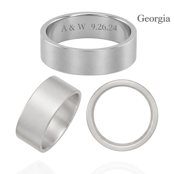Sterling Silver Flat Wedding Bands with Optional Engraving  (8.0 mm)