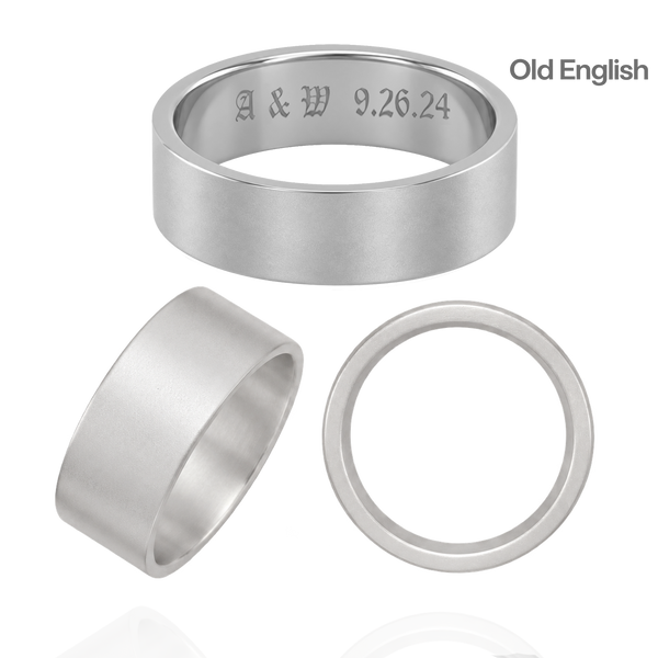 Sterling Silver Flat Wedding Bands with Optional Engraving  (8.0 mm)