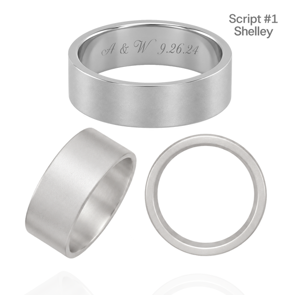 Sterling Silver Flat Wedding Bands with Optional Engraving  (8.0 mm)
