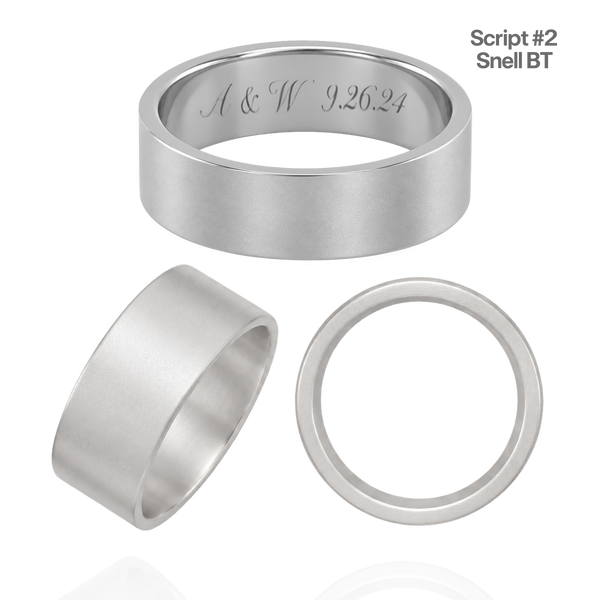 Sterling Silver Flat Wedding Bands with Optional Engraving  (8.0 mm)