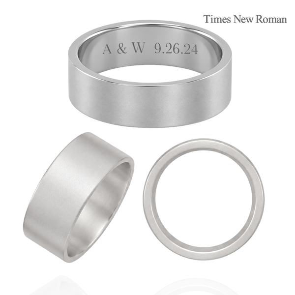 Sterling Silver Flat Wedding Bands with Optional Engraving  (8.0 mm)
