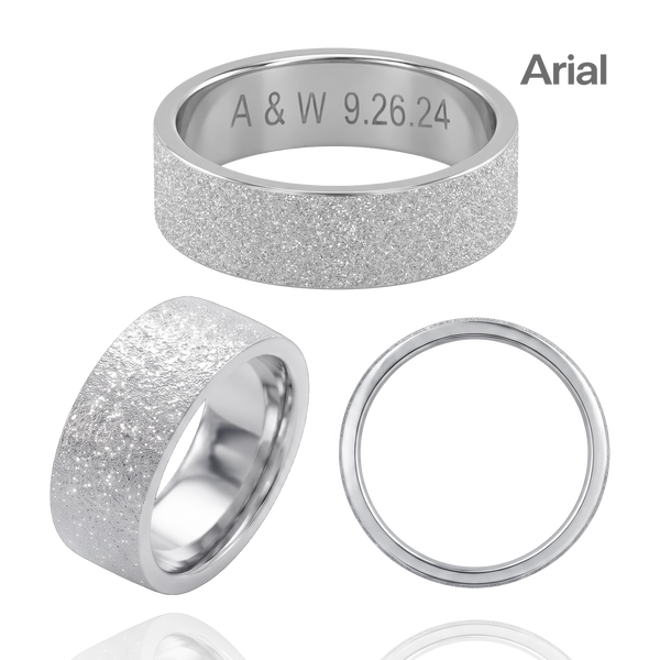 Sterling Silver Flat Wedding Bands with Optional Engraving  (8.0 mm)