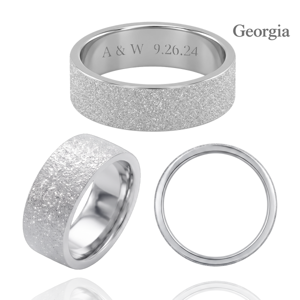 Sterling Silver Flat Wedding Bands with Optional Engraving  (8.0 mm)