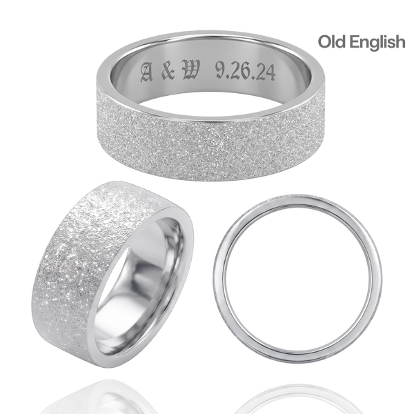 Sterling Silver Flat Wedding Bands with Optional Engraving  (8.0 mm)