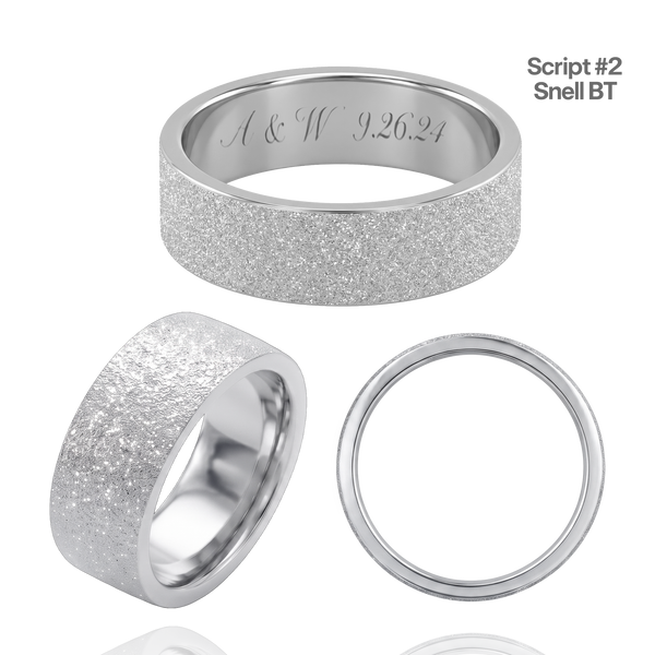 Sterling Silver Flat Wedding Bands with Optional Engraving  (8.0 mm)